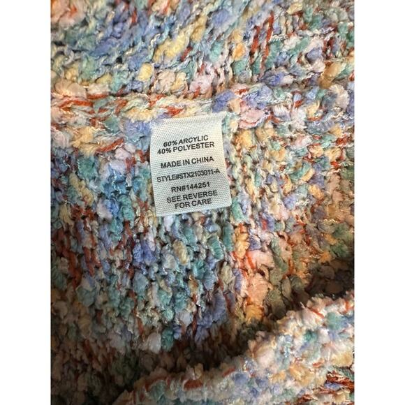 jessica simpson popcorn knit cardigan fuzzy sweater small oversized pastel - Picture 5 of 5